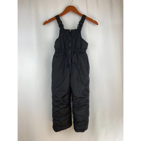 Pink Platinum Girl Sz 4 Snow Bib Pants Overalls Black Ski Winter Water Resistant - Picture 1 of 11